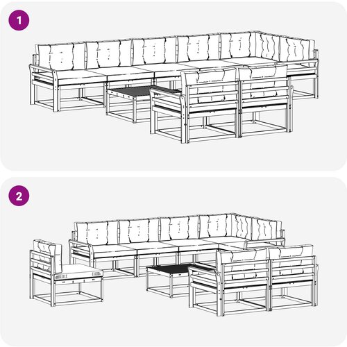  Set vanjskih sofa 9 kom. Bijela i krem Poliester Slike