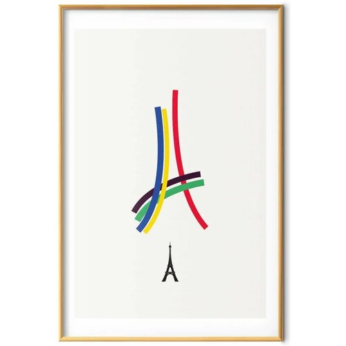  Plakat - Eiffel Tower - Colored Graphic - Abstraction 29.7x42 Zlatni okvir s margom Cene