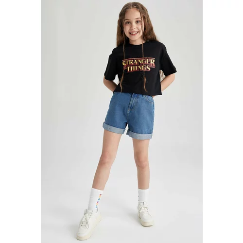 Defacto Girl's Mom Fit Flared Detailed Jean Shorts