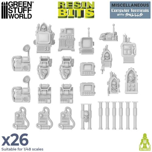 Green Stuff World Computer Terminals with Skulls Set | Kompjuterski terminali sa lobanjama set (26 kom, 1:48 razmera) Cene
