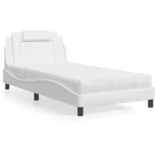  The Living Store Postelja z vzmetnico bela 100x200 cm umetno usnje - Postelja, (21497610) Slike