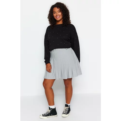 Trendyol Curve Gray Knitwear Pleated Skater Skirt
