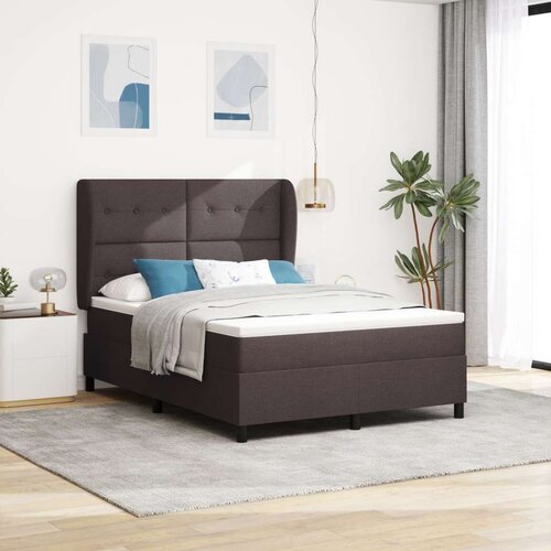 Box Postelja na vzmet z vzmetnico - Temno rjava, 160x200 cm Tkanina, (22051016) Slike