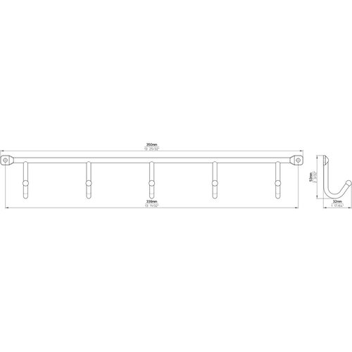 SIRO Zidna vje&scaron;alica 2081-350 (D x &Scaron; x V: 350 x 53 x 32 mm, Broj kuka: 5 Kom., Crna) Cijene