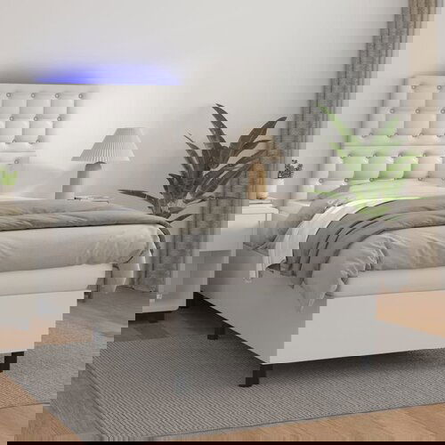 vidaXL Krevet box spring s madracem LED bijeli 90x190 cm umjetna koža Cijene