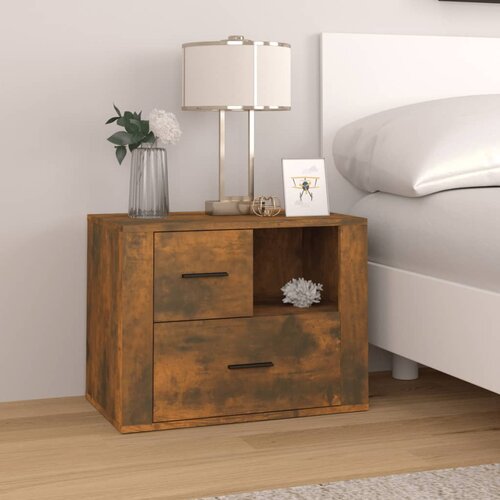 VidaXL Nočna omarica dimljeni hrast 60x36x45 cm inženirski les Slike
