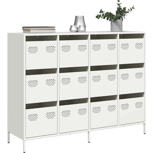 vidaXL Komoda bela 135x39x103,5 cm hladno valjano jeklo Cene