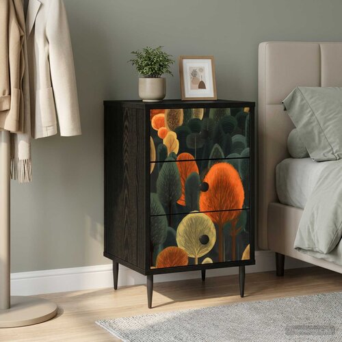  Noćni ormar ZAANDAM Crni hrast 36 x 33 x 61 cm Slike