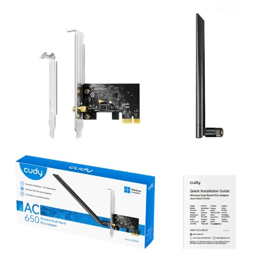 Cudy WE650,AC650 Bezicni PCI-E adapter sa dva opsega, 433 Mbps + 200 Mbps ,Dual-Band Wi-Fi 5 Cene
