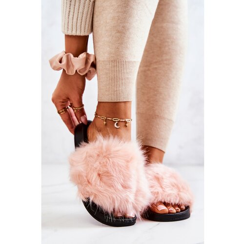 Kesi Slippers With Fur Rubber Light Pink Pollie Slike