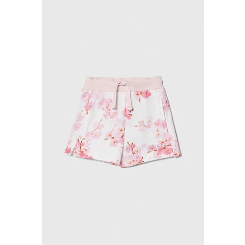 Guess Otroške bombažne kratke hlače roza barva