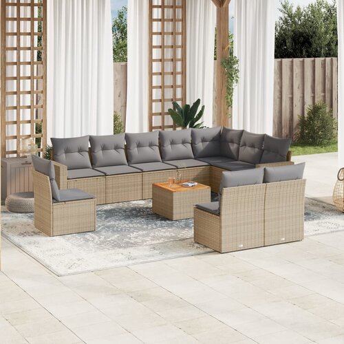 vidaXL 11-dijelni set vrtnih sofa s jastucima bež od poliratana Cijene