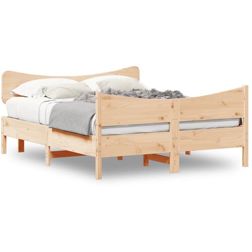 VidaXL Okvir za krevet s uzglavljem 135 x 190 cm od masivne borovine Slike