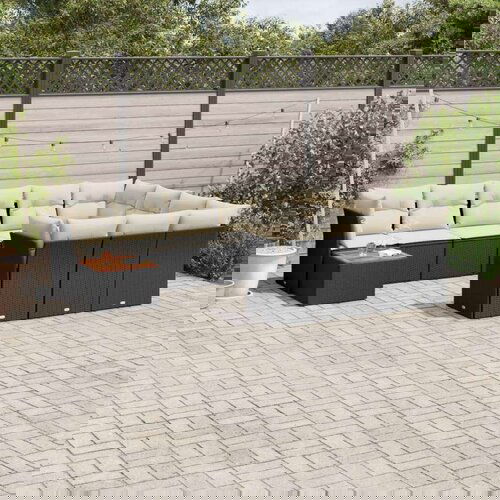  11-dijelni set vrtnih sofa od poliratana s jastucima crni Cene