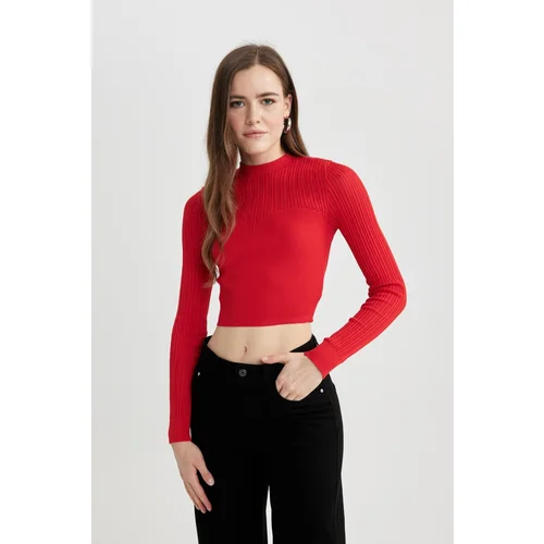 Defacto Crop Half Turtleneck Red Sweater