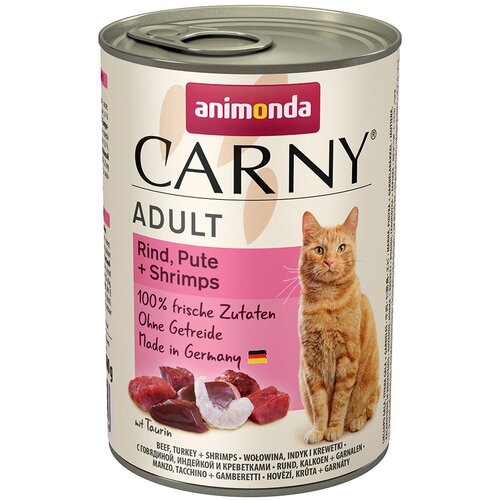 Animonda Ekonomično pakiranje Carny Adult 12 x 400 g - Govedina, puretina i &amp;scaron;kampi Slike