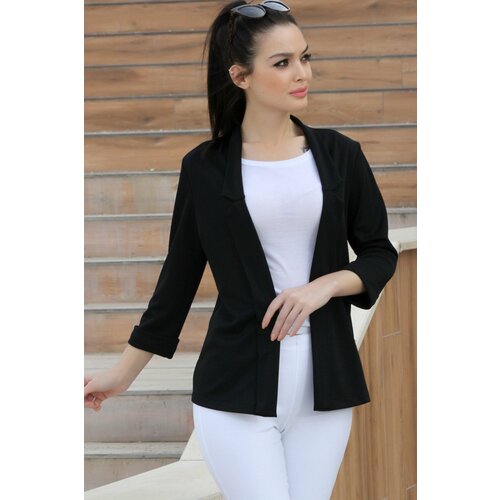 armonika Women's Black Double-Sleeve Collar Jacket Slike