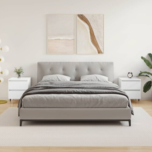vidaXL Nočna omarica 2 kosa visok sijaj bela 40x35x50cm inženirski les Cene
