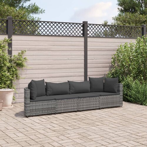 vidaXL 4-dijelni set vrtnih sofa od poliratana s jastucima sivi Cijene