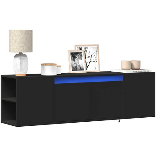  Zidni TV ormarić s LED svjetlima crni 135x31x39,5 cm Cene