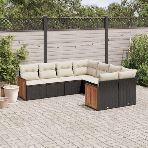 VidaXL 8-dijelni set vrtnih sofa od poliratana s jastucima crni Slike
