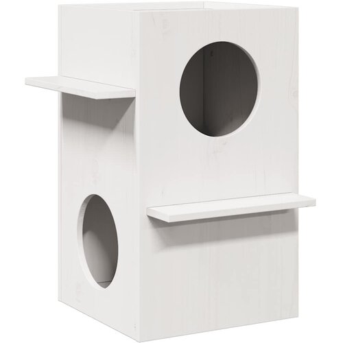 VidaXL Hi&amp;scaron;a za mačke Bela 43x43x60 cm masivni les borovega lesa Slike