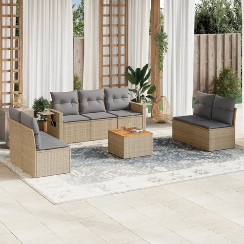 vidaXL 8-dijelni set vrtnih sofa s jastucima bež od poliratana Cijene