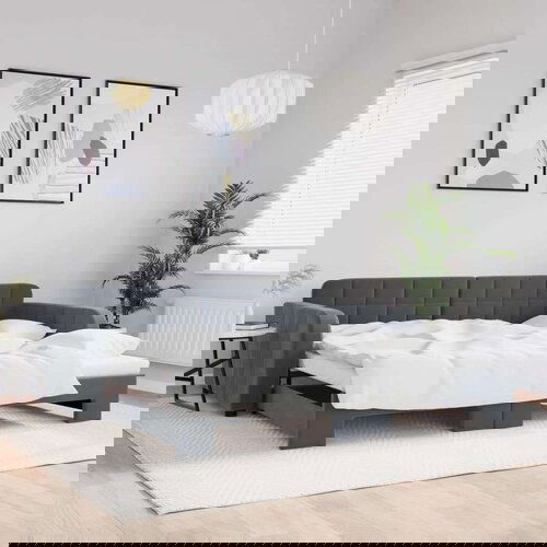 VidaXL Izvlečna dnevna postelja temno siva 100x200 cm žamet Slike