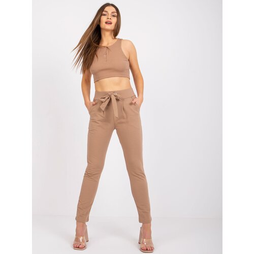 RUE PARIS Sweatpants-RV-DR-7459.01X-light brown Cene