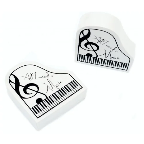  AGIFTY E 1027 Eraser piano shape \'\'All I need is Music\'\' white 4,4*4cm - gumica za brisanje