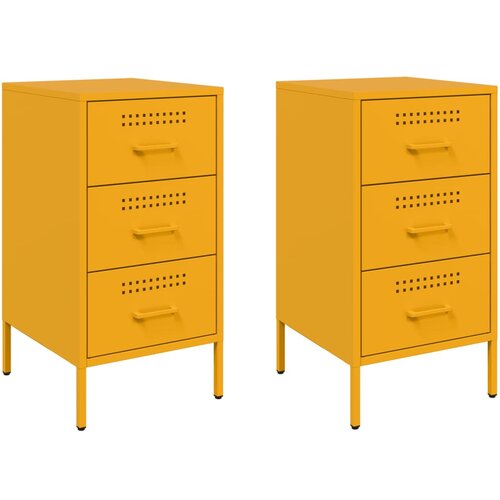 Maison Chic Dvo delni komplet Nočne omarice - Nočne mize gorčično rumena 36x39x68 cm jeklo, (21688487) Slike