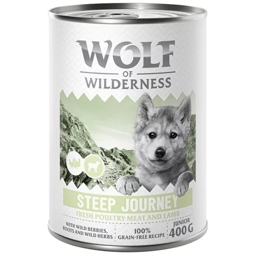 Wolf of Wilderness Junior “Expedition” 6 x 400 g - Steep Journey - perutnina z jagnjetino