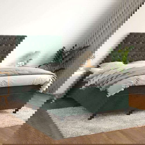 Box spring postelja z vzmetnico temno zelena 120x200 cm žamet, (20901664) Cene