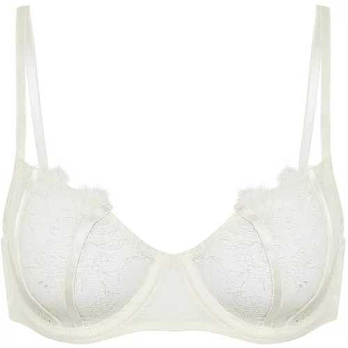 Trendyol White Lace Piping Cupless Bra