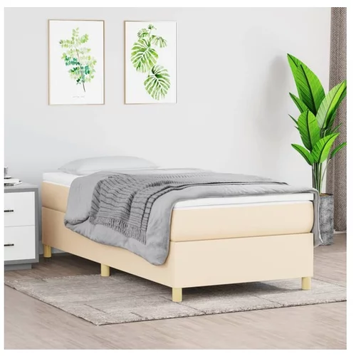  Box spring postelja z vzmetnico krem 100x200 cm blago