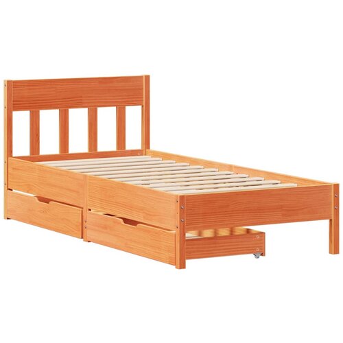 vidaXL Posteljni okvir z vzglavjem voščeno rjava 90x190 cm borovina, (21321750) Cene