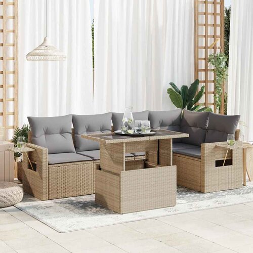  6-dijelni set vrtnih sofa od poliratana s jastucima Slike