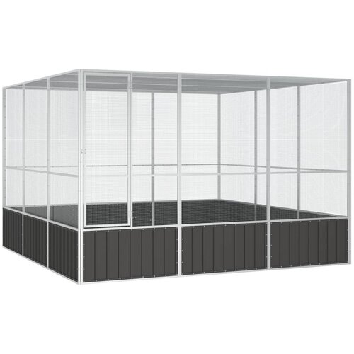 vidaXL Ptičja kletka antracit 302,5x324,5x211,5 cm pocinkano jeklo Cene
