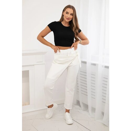 Kesi Tie trousers with asymmetrical front Grey-white Cijene