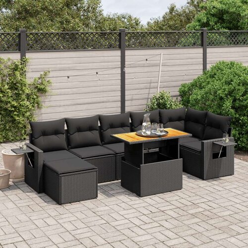  8-dijelni set vrtnih sofa od poliratana s jastucima crni Cijene