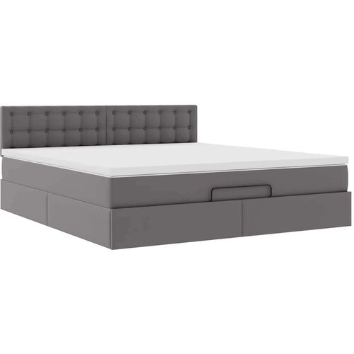 VidaXL Otomanski okvir kreveta s madracem sivi 160x200cm umjetna koža Slike