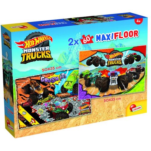 Lisciani Hot wheels puzzle maxi floor, 2x60 delova Slike