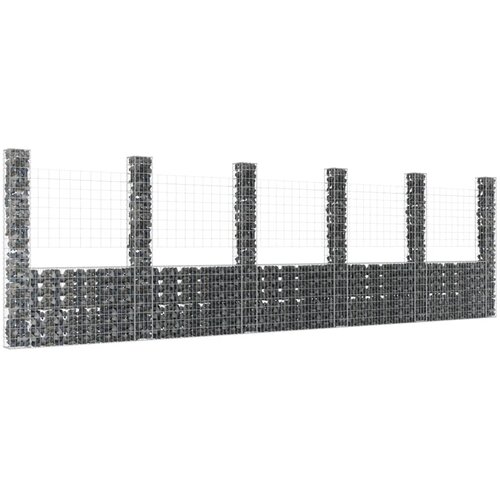 vidaXL gabion košara u-oblike s 6 stebri železo 620x20x200 cm Cene