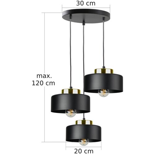  Visilica na sajli IGNIA 3xE27/60W/230V crna/zlatna Slike