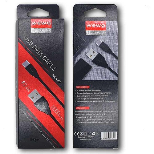 Brzi USB DATA KABAL WCA-05 IPHONE 2,4A 1M CRNA WEWO Slike