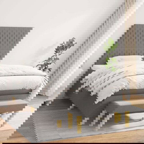  Box spring postelja z vzmetnico temno siva 90x200 cm blago, (20791387) Cene
