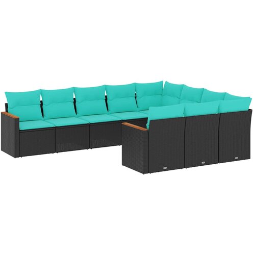 vidaXL 10-delni vrtni komplet sedežnih garnitur z blazinami črne barve poli ratan, (5000294386) Cene