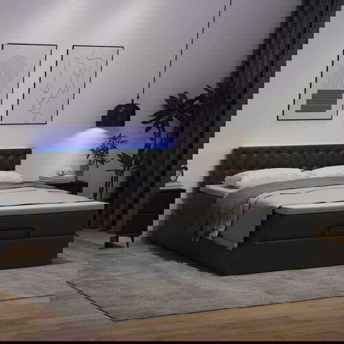 VidaXL Otomanski posteljni okvir z vzmetnico črn 140x200 cm um. usnje Slike