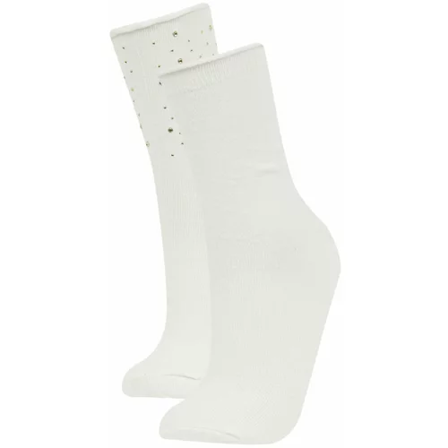 Defacto Woman Appliqued 2 Piece Cotton Long Socks