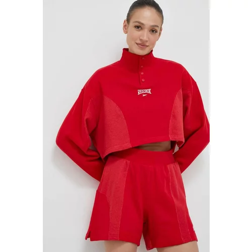 Reebok Classic Bombažen pulover ženska, rdeča barva